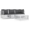 vidaXL Set Salotto da Giardino 4 pz con Cuscini in Acciaio Bianco