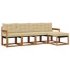 vidaXL Set di divani da esterno con cuscino 5 pcs Naturale e Beige