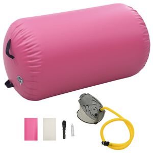 vidaXL Rullo da Ginnastica Gonfiabile con Pompa 100x60 cm in PVC Rosa