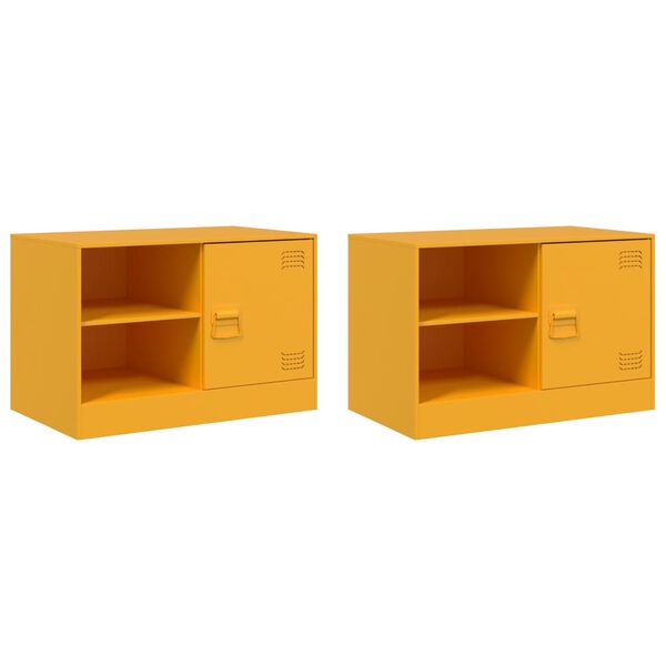 vidaXL Mobili TV 2 pz Giallo Senape 67x39x44 cm in Acciaio