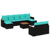 vidaXL Set Divani da Giardino 10 pz con Cuscini Nero in Polyrattan