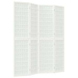vidaXL Divisorio Pieghevole 4 Pannelli Stile Giapponese 160x170 Bianco