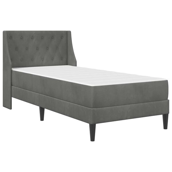 vidaXL Struttura letto con materasso Grigio scuro 80 x 200 cm Velluto