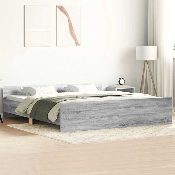 vidaXL Giroletto con Testiera e Pediera Grigio Sonoma 180x200 cm