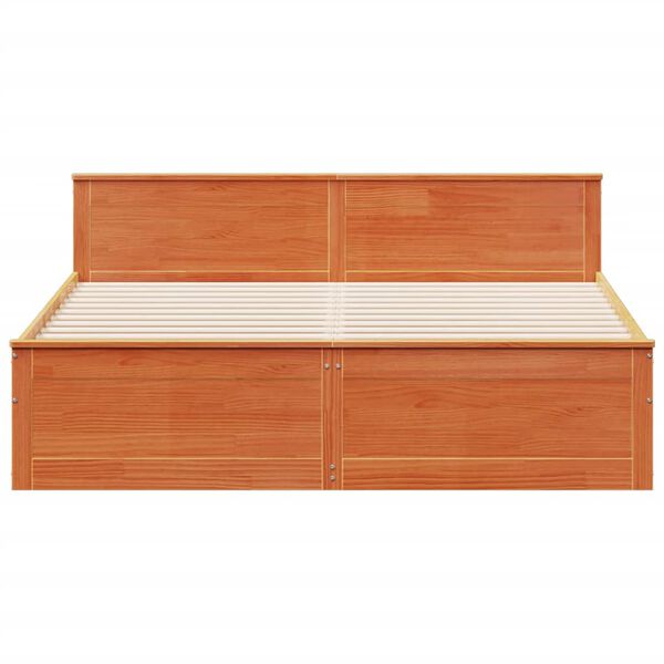 vidaXL Giroletto senza Materasso con Testiera Marrone Cera 200x200Pino