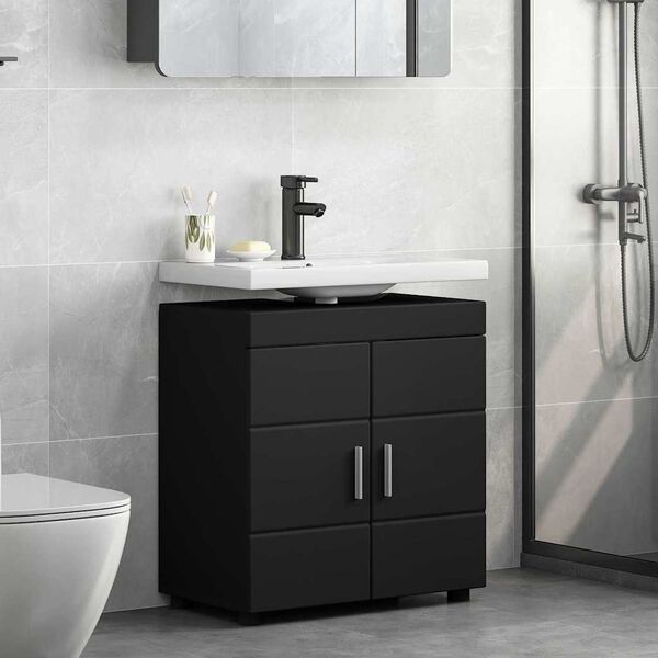 vidaXL Set di Armadi da Bagno TULUM Nero 60 x 34 x 63 cm