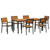 vidaXL Set da Pranzo per Giardino 7 pcs Nero Legno di Acacia Massello
