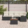 vidaXL Set Divano da Giardino 6 pcs Nero e Crema polyrattan