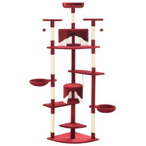 vidaXL Albero per Gatti e Tiragraffi in Sisal 203 cm Rosso e Bianco