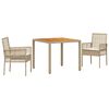 vidaXL Set da Pranzo per Giardino 3 pz Beige polyrattan