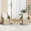 vidaXL Set Divani da Giardino 3 pz con Cuscini in Polyrattan Beige