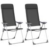 vidaXL Sedie Pieghevoli da Campeggio 2 pz in Alluminio Nere