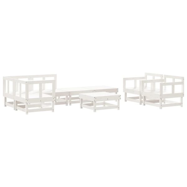 vidaXL Set Salotto da Giardino 8 pz in Legno Massello di Pino Bianco