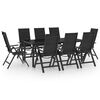vidaXL Set Mobili da Pranzo per Giardino 9 pz in Alluminio Antracite