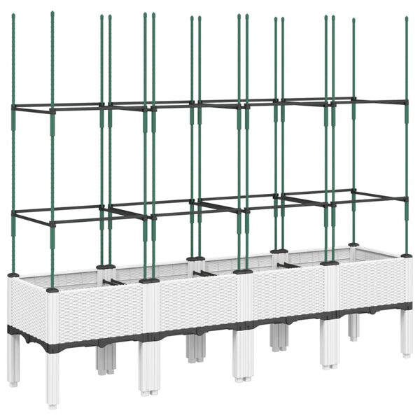 vidaXL Fioriera da Giardino con Graticcio Bianco 160x40x142,5 cm PP