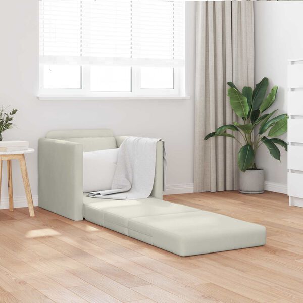 vidaXL Divano letto 60cm Crema Velluto