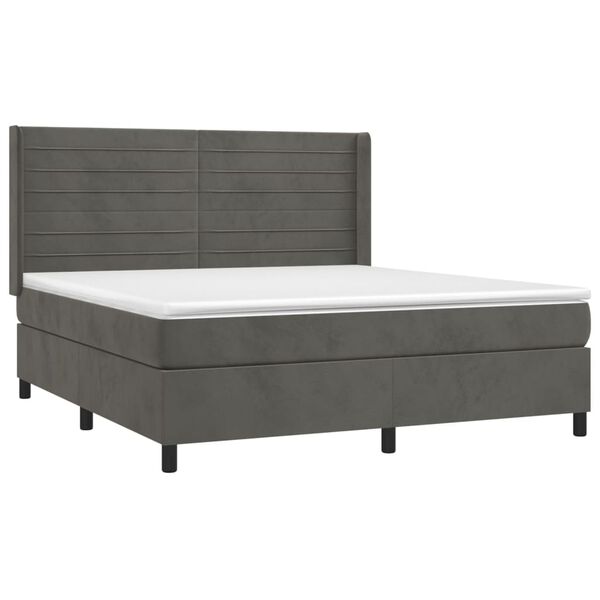 vidaXL Letto a Molle con Materasso e LED Grigio Scuro 180x200 cm
