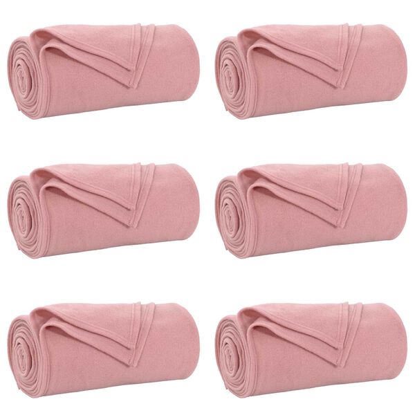 vidaXL Coperte da Pile 6 pcs Rosa 240 x 220 cm Panno