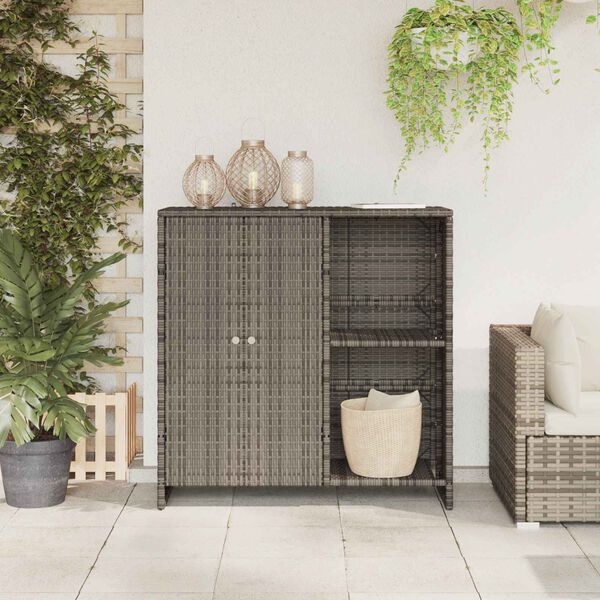 vidaXL Armadio con lo scaffale Grigio 100 x 36 x 102 cm Rattan