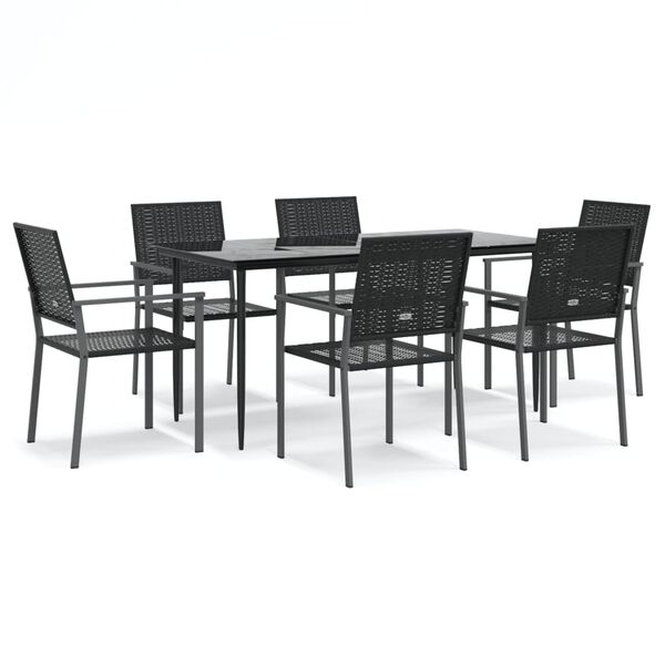 vidaXL Set da Pranzo da Giardino 7 pz in Polyrattan e Acciaio