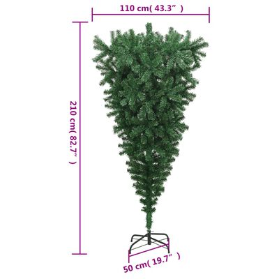 vidaXL Albero di Natale Artificiale Capovolto con Supporto Verde 210 cm PVC