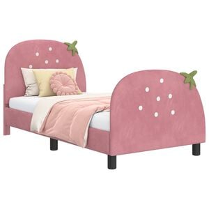 vidaXL Struttura letto bambini con testata Rosa 80 x 160 cm Velluto