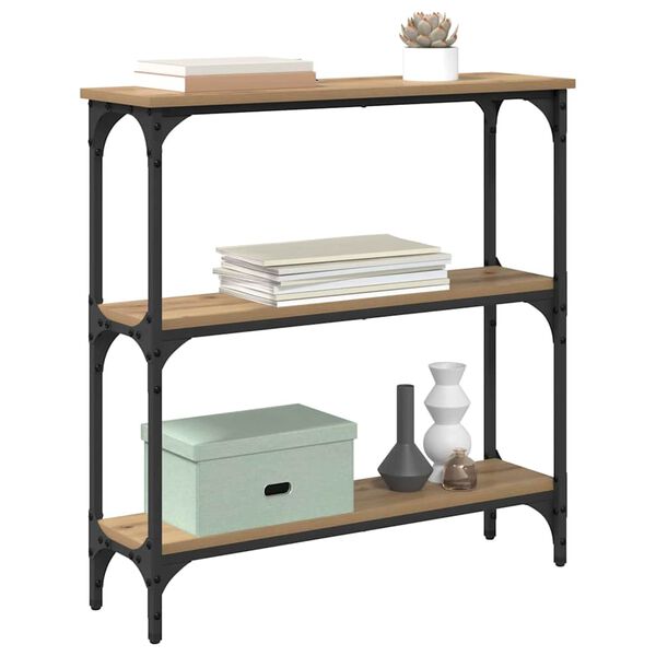 vidaXL Tavolo consolle Rovere artigianale 75 x 22,5 x 75 cm