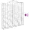 vidaXL Cesti Gabbioni ad Arco 6 pz 200x30x200/220 cm Ferro Zincato