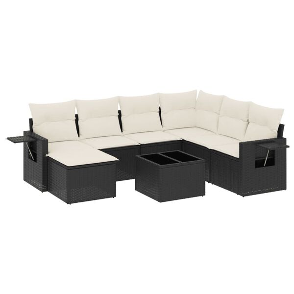vidaXL Set Divani da Giardino con Cuscini 8 pz Nero in Polyrattan
