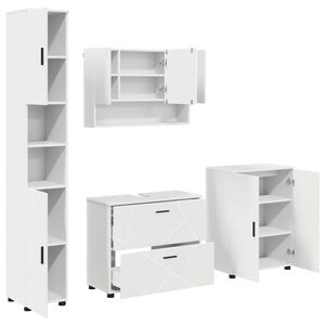 vidaXL Set di mobili per il bagno 4 pz Bianco 35 x 30 x 192 cm