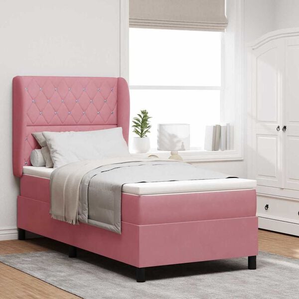 vidaXL Letto a molle con materasso Rosa 200 x 90 cm Poliestere