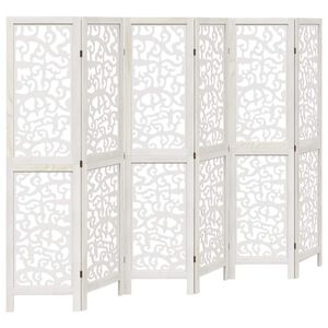 vidaXL Divisorio Ambienti 6Pannelli Bianco Legno Massello di Paulownia