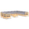 vidaXL Set Divani da Giardino 11 pz con Cuscini Grigi Massello di Pino