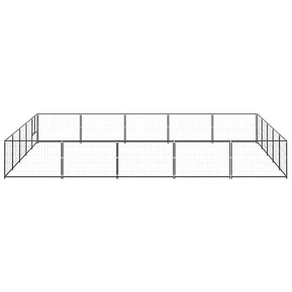 vidaXL Gabbia per Cani Nera 25 m&sup2; in Acciaio