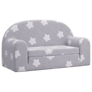 vidaXL Divano Letto Bambini a 2 Posti Grigio Chiaro con Stelle Peluche