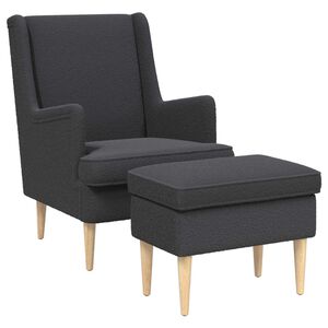 vidaXL Poltrona con Ottomano 2 pz Grigio Scuro Boucl&eacute;