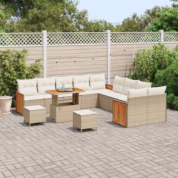 vidaXL Set Divano da Giardino 17 pcs Beige e Crema polyrattan
