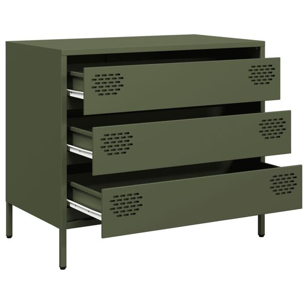 vidaXL Credenza Verde Oliva 68x39x58,5 cm in Acciaio Laminato a Freddo