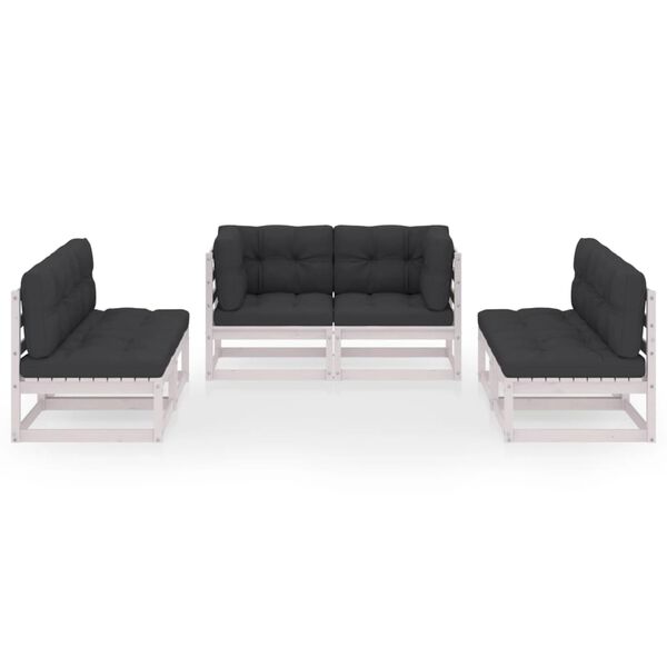 vidaXL Set Divani da Giardino 6 pz con Cuscini Legno Massello Pino