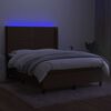 vidaXL Letto a Molle Materasso e LED MarroneScuro 140x190cm in Tessuto