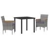 vidaXL Set da Pranzo per Giardino con cuscino 3 pcs Grigio polyrattan