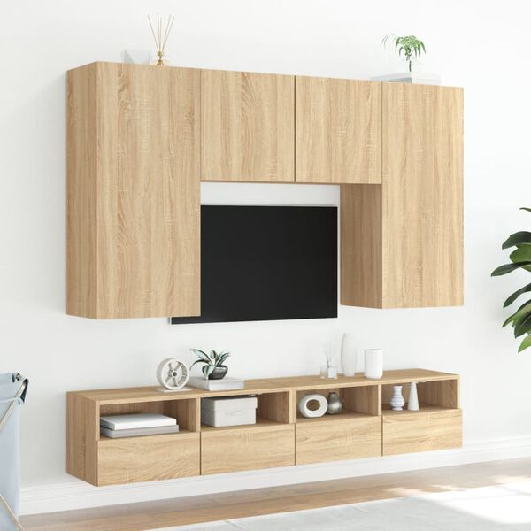 vidaXL Mobili TV Muro 2pz Rovere Sonoma 100x30x30 cm Legno Multistrato