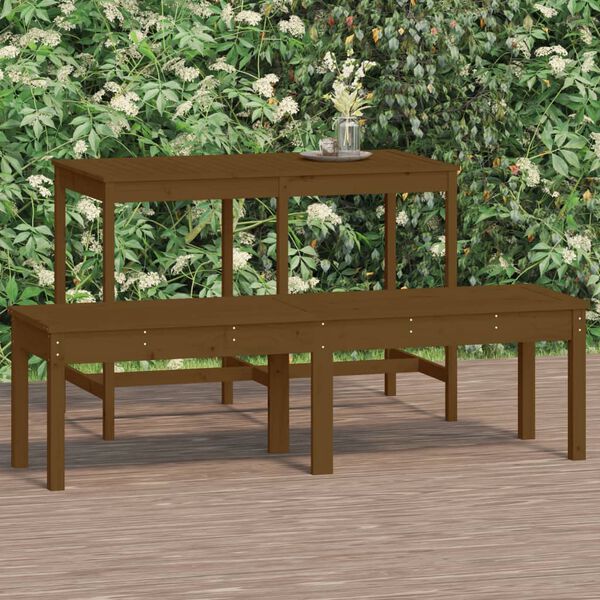 vidaXL Panca Giardino 2 Posti Ambra 159,5x44x45cm Legno Massello Pino