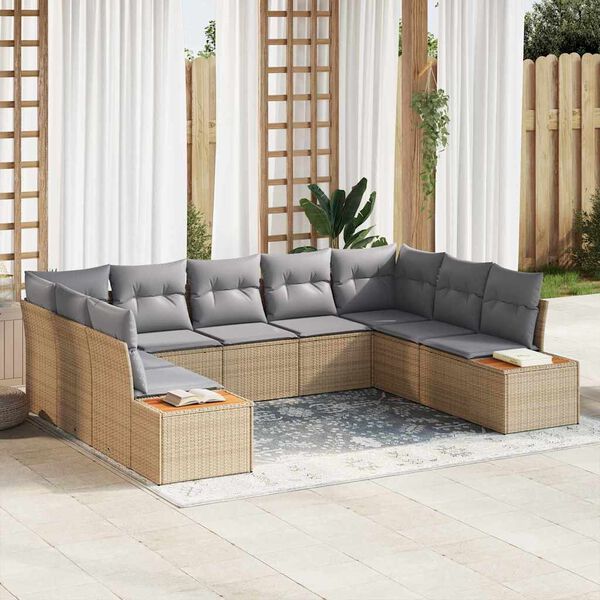 vidaXL Set Divano da Giardino 5 pcs Beige e Grigio Chiaro Polyrattan