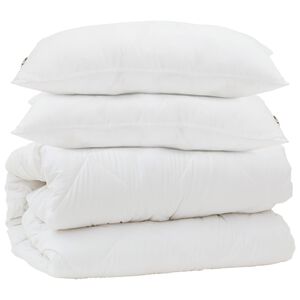 vidaXL Piumone con cuscino 3 pcs Bianco Microfibra