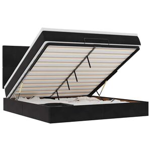 vidaXL Struttura Letto Pouf con Materassi Nero 180x200 cm in Velluto