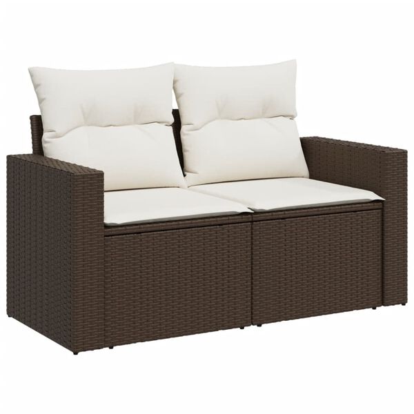 vidaXL Set Divani da Giardino 11 pz con Cuscini Polyrattan Marrone