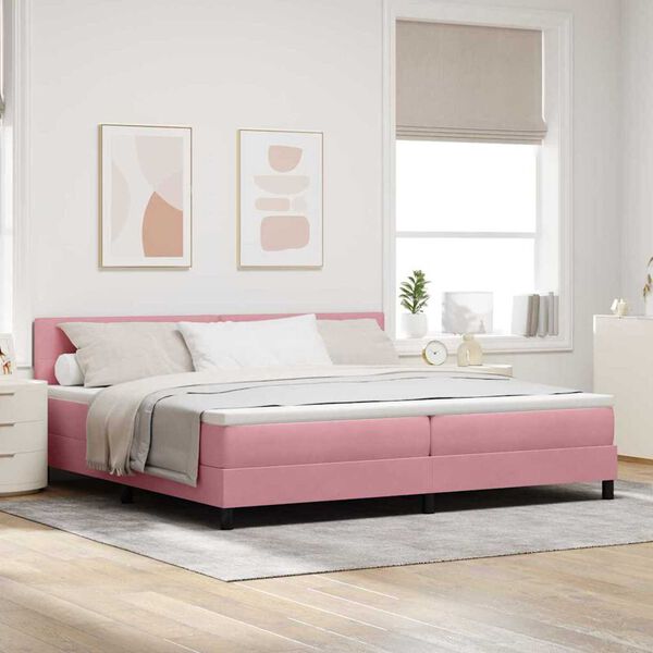 vidaXL Letto a Molle con Materasso Rosa 200 x 200 cm Tessuto