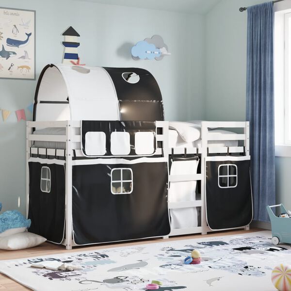 vidaXL Letto a Castello senza Materasso Bianco e Nero 75x190 cm inPino