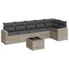 vidaXL Set Divani da Giardino 7pz con Cuscini Grigio Chiaro Polyrattan